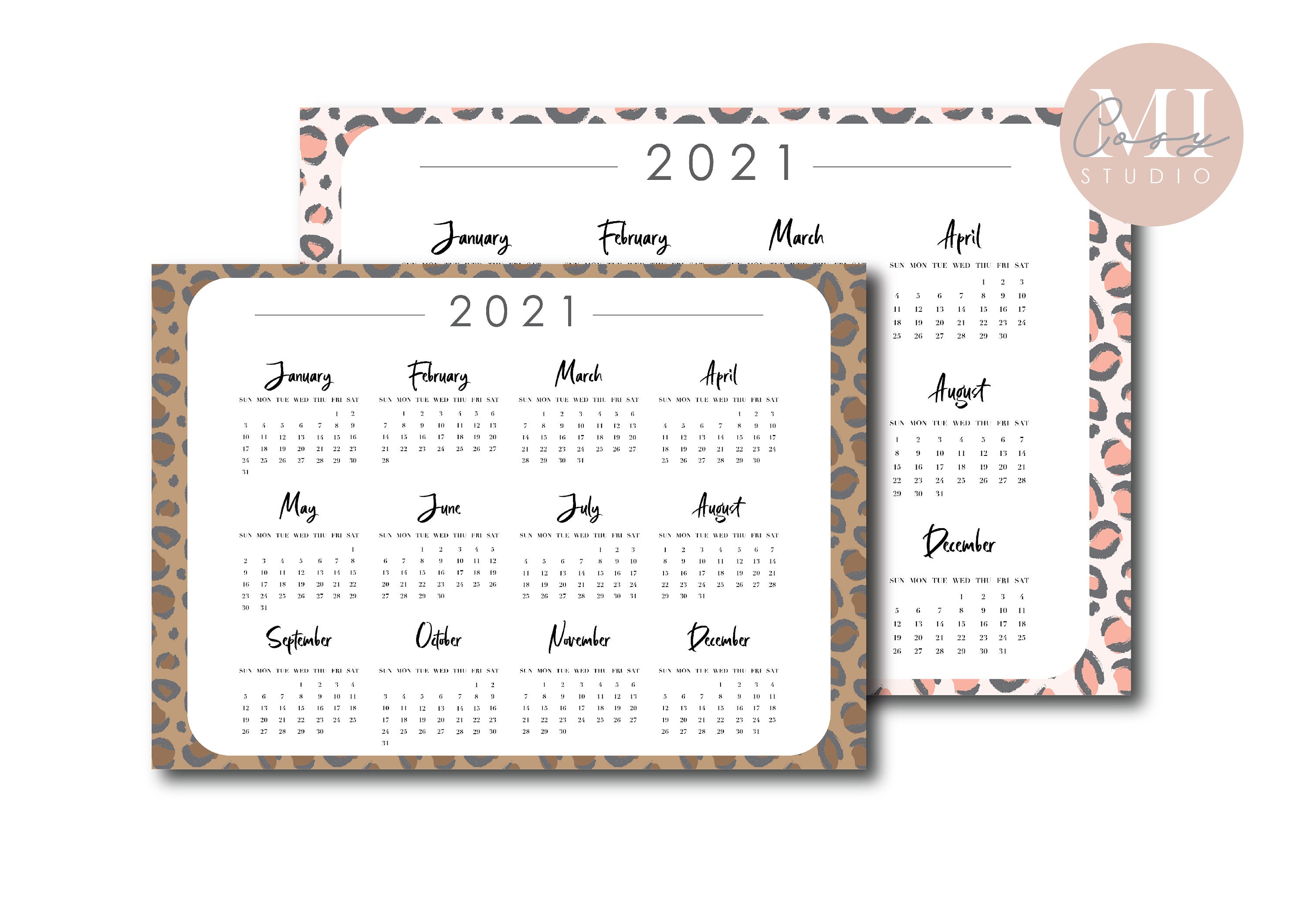 Leopard Calendar Leopard Yearly Calendar Leopard Wall Etsy