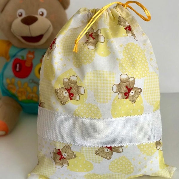 Teddy bear pattern diaper bag, customizable nursery or nursery changing bag, first change birth gift, baby or girl baby bag.