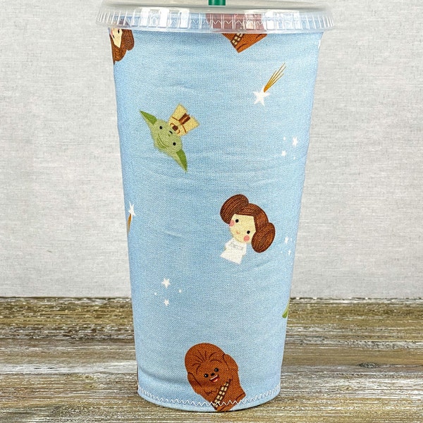 STAR WARS "Rebel Dreams" BLUE Starbucks Venti Cup Fabric Wrap / coffee coozie koozie cozy sleeve / 24 oz ounce cold cup