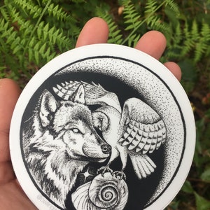 STICKER - Wolf, Barn Owl & Moon Snail