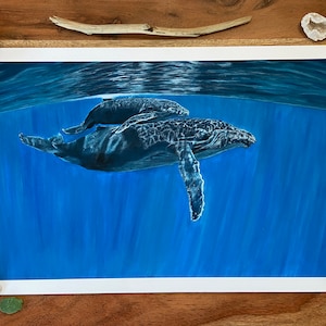 Limited Edition Fine Art Print - "Humpback Whale Mother & Calf" painting