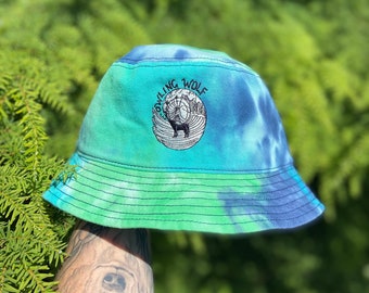 Green/Blue BUCKET HAT - Tie Dye Embroidery *Limited Edition*