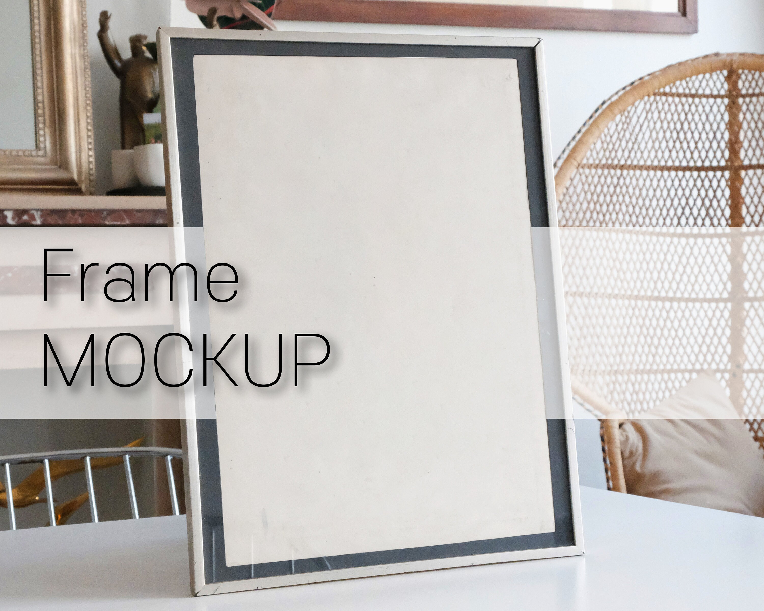 20x30 Silver Frame Mockup Stock Photo Poster Mock Etsy