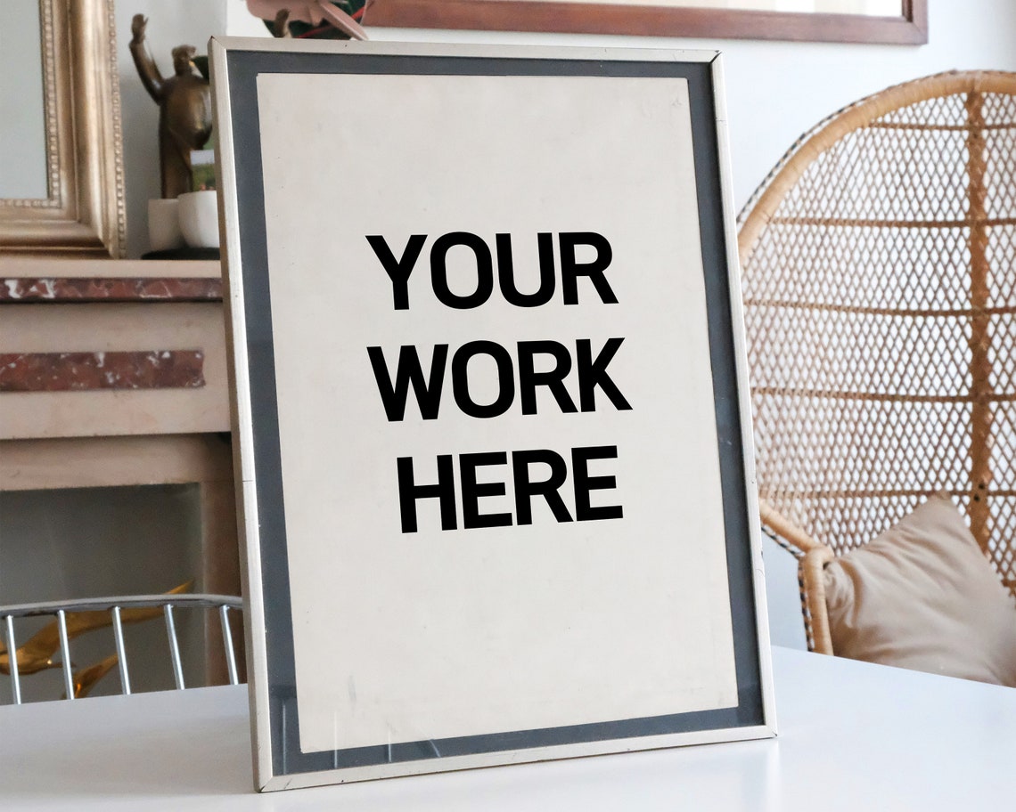 20x30 Silver Frame Mockup Stock Photo Poster Mock Etsy