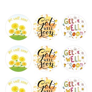 Get Well Soon Cupcake Toppers / Get Well / Get Well Soon Gifts /  Labels / Tags - 12 x 2 inch Digital Download