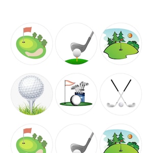 Golf Birthday Cupcake Toppers / Golfer Birthday /  Labels / Tags - 12 x 2 inch Digital Download