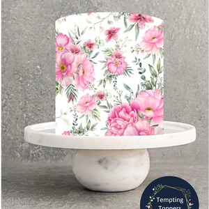 Edible Pink Flower Cake Wrap (various sizes available)