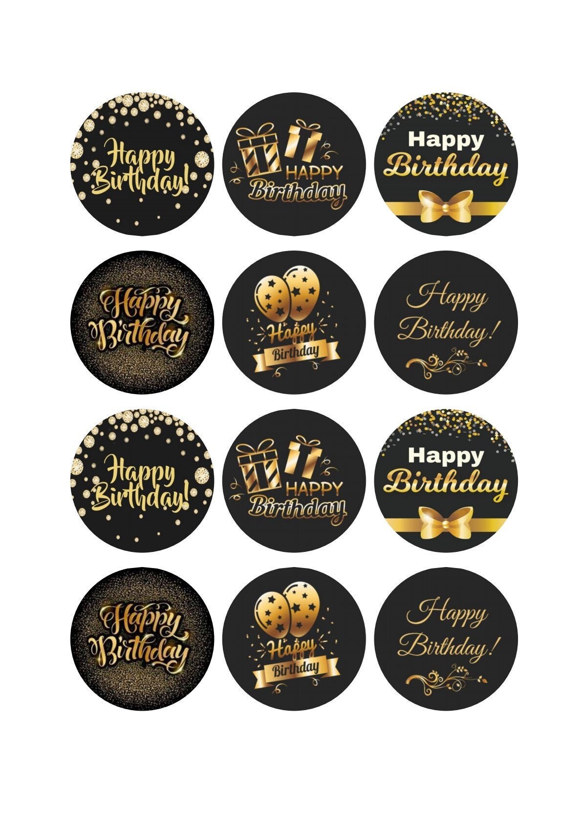 St Birthday Cupcake Toppers Printable Birthday Toppers Gold And Black