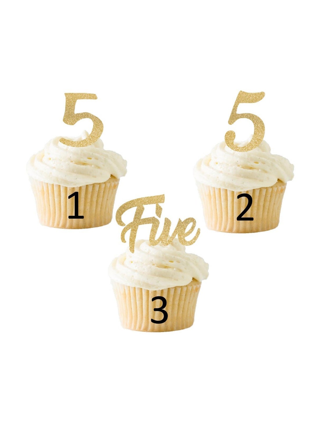 Number 5 Cupcake Toppers / 5th Cupcake Toppers / 5th Birthday Toppers