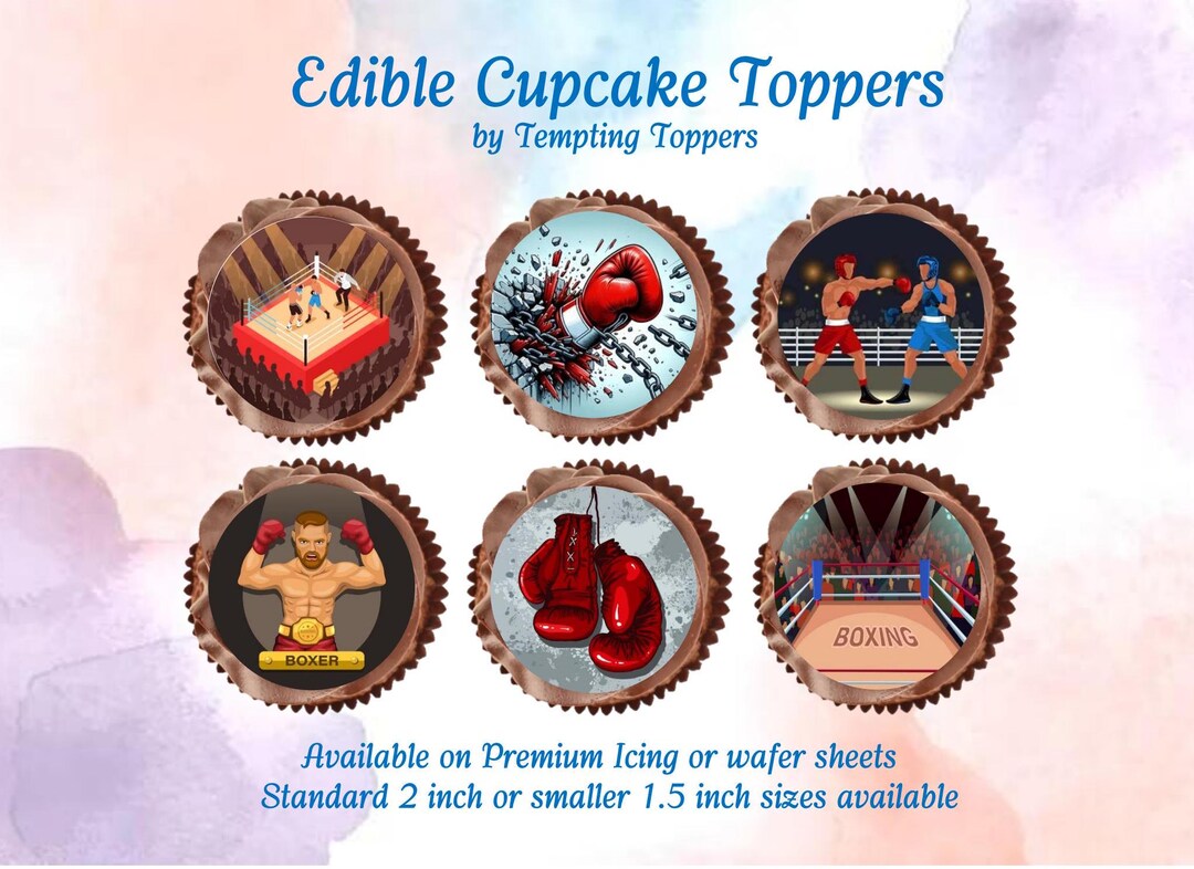 Edible Boxing Birthday Cupcake Toppers - Boxer Toppers (2 Inch or 1.5 ...