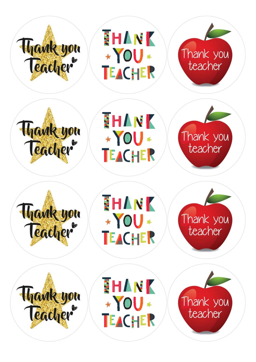 Edible Thank You Teacher Cupcake Toppers Edible Teaching Toppers Thank You Teacher Toppers 2