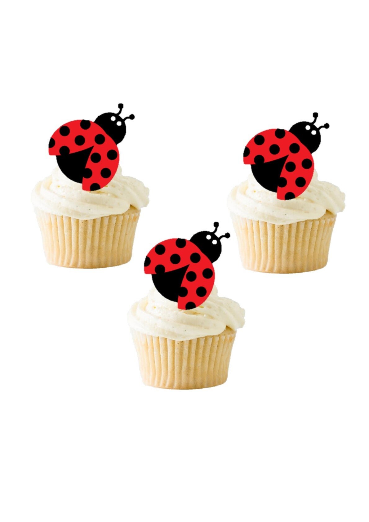 Ladybird Cupcake Toppers / Ladybug Themed Cupcake Toppers / Glitter Birthday Toppers / Glitter ...
