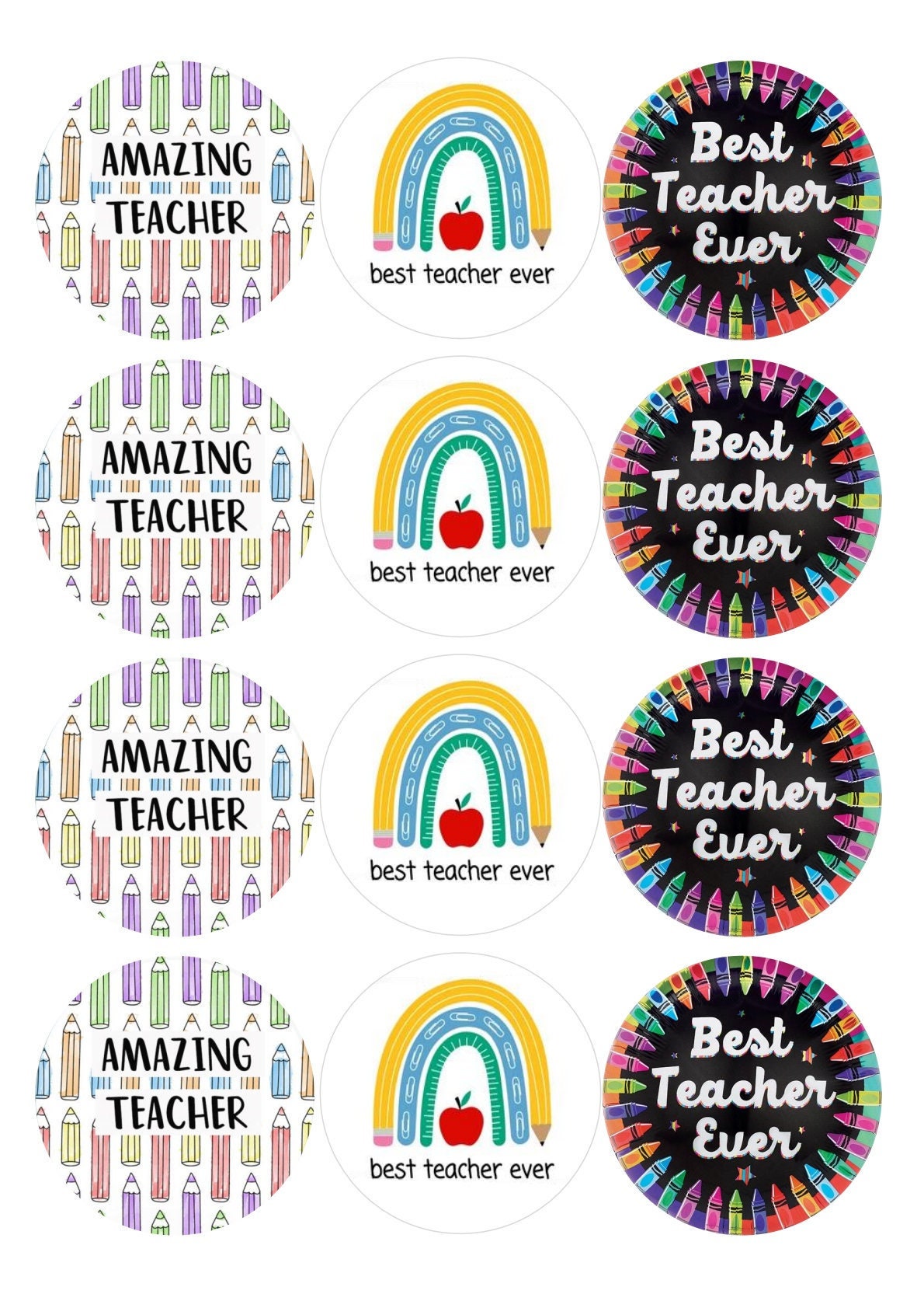 Edible Best Teacher Cupcake Toppers Edible Teaching Toppers Etsy UK