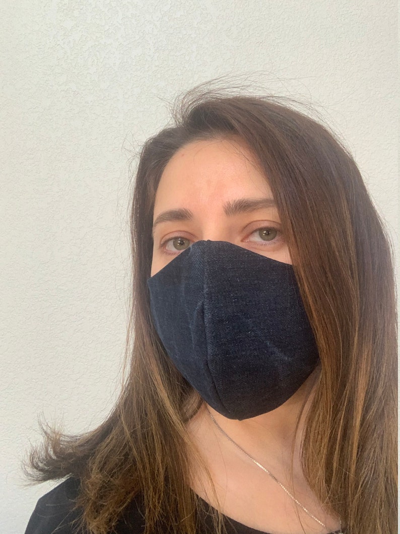 Denim Cotton Washable Face Mask Reusable Face Mask with a image 7