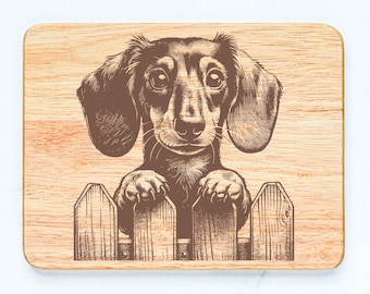 Dachshund Dog Rubberwood Cutting Board Laser Engraved