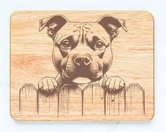 American Staffordshire Terrier Dog Rubberwood Cutting Board Laser Engraved