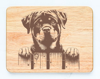 Rottweiler Dog Rubberwood Cutting Board Laser Engraved