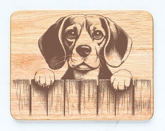 Beagle Dog Rubberwood Cutting Board Laser Engraved