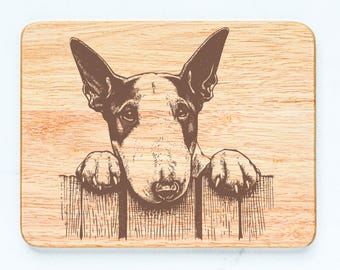 Bullnose Bull Terrier Dog Rubberwood Cutting Board Laser Engraved