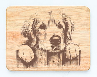Golden Retriever Dog Rubberwood Cutting Board Laser Engraved