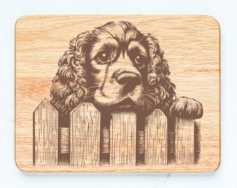 Cocker Spaniel Dog Rubberwood Cutting Board Laser Engraved