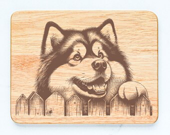 Alaskan Malamute Dog Rubberwood Cutting Board Laser Engraved