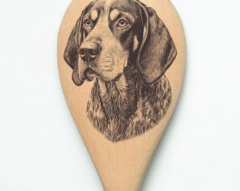 Cuchara mezcladora de madera con grabado láser de perro Bluetick Coonhound