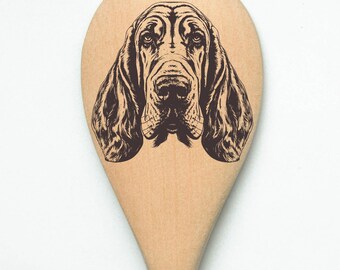 Cuchara mezcladora de madera con grabado láser de perro Bloodhound