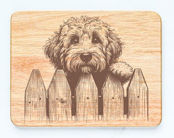 Goldendoodle Dog Rubberwood Cutting Board Laser Engraved