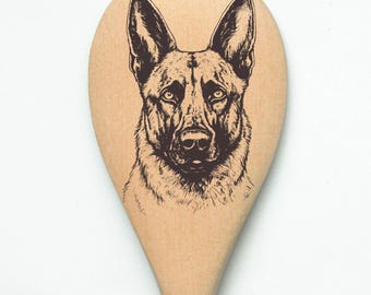 Cuchara de madera para mezclar con grabado láser para pastor belga malinois
