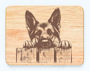 German Shepherd Dog Rubberwood Cutting Board Laser Engraved