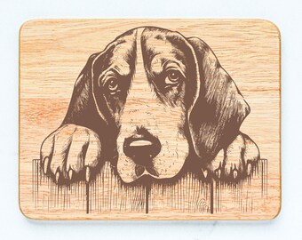 Coonhound Dog Rubberwood Cutting Board Laser Engraved