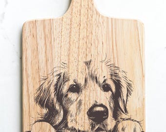Golden Retriever Dog Cheese Bread Charcuterie Cutting Board