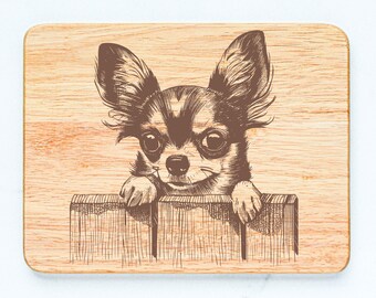 Chihuahua Dog Rubberwood Cutting Board Laser Engraved