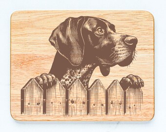 German Shorthaired Pointer Dog Rubberwood Cutting Board Laser Engraved