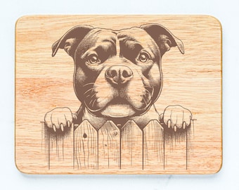Amerian Staffordshire Terrier Dog Rubberwood Cutting Board Laser Engraved