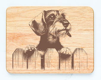 Dachshund Wired Haired Dog Rubberwood Cutting Board Laser Engraved