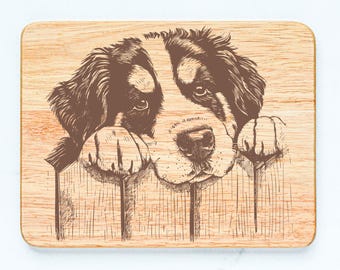 Bernese Mountain Dog Rubberwood Cutting Board Laser Engraved