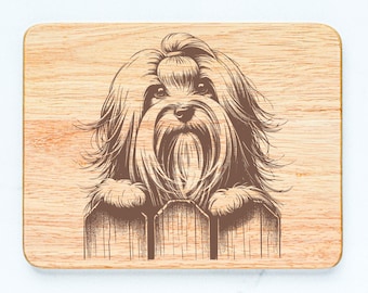 Havanese Dog Rubberwood Cutting Board Laser Engraved