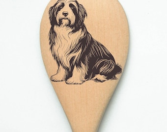 Cuchara de madera para mezclar con grabado láser de perro Collie Barbudo