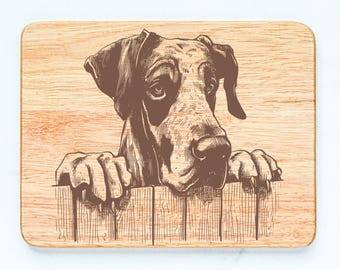 Great Dane Dog Rubberwood Cutting Board Laser Engraved