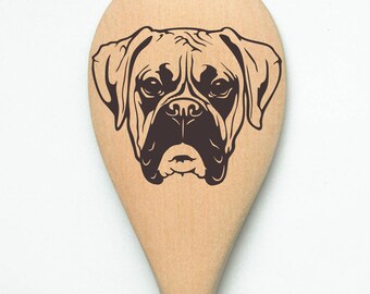 Cuchara mezcladora de madera con grabado láser de perro bóxer