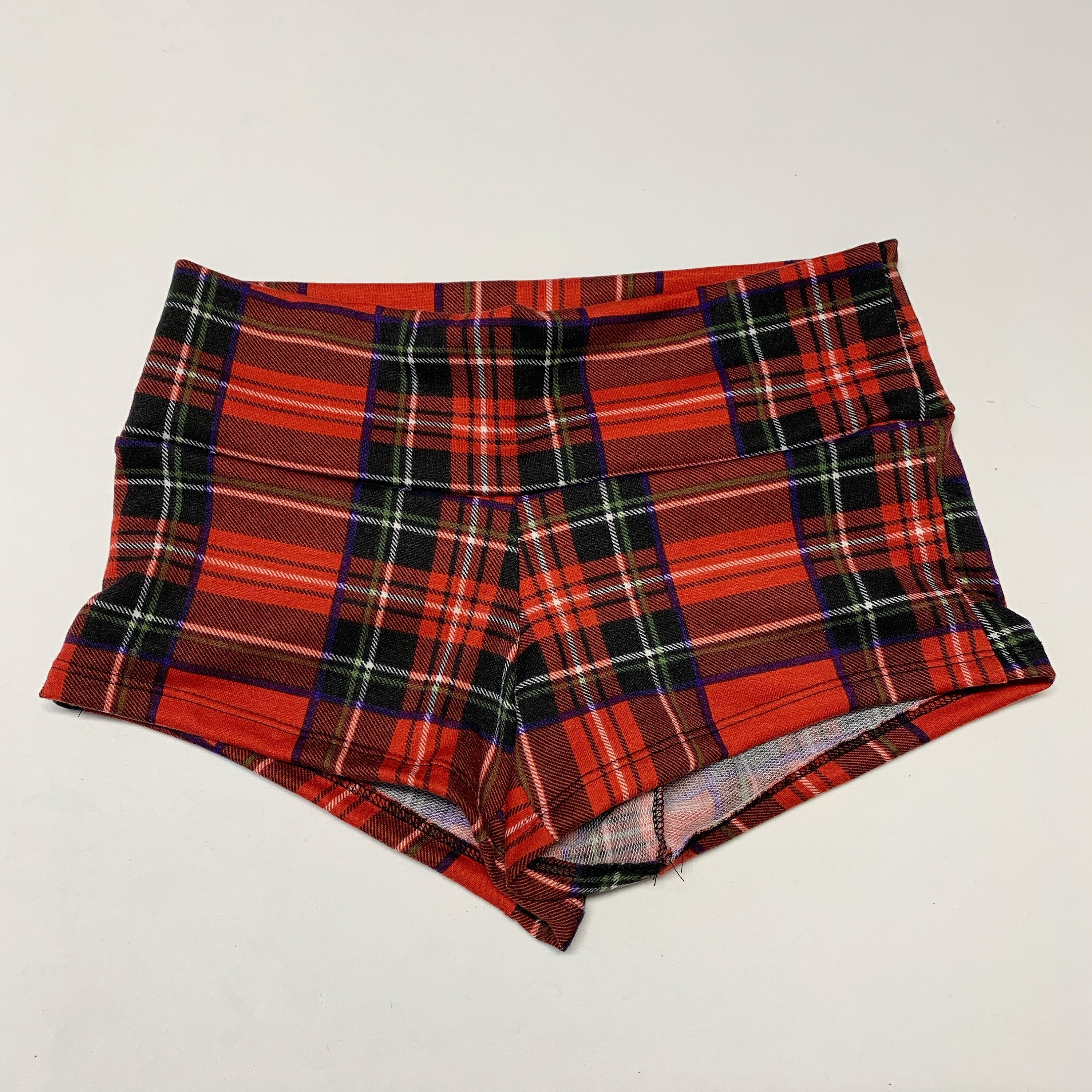 High Waisted Pajama Shorts/ Plaid 