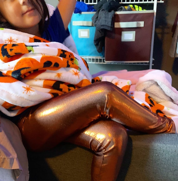 Kids Copper Shiny Leggings / Iridescent Pants / Spring Leggings 