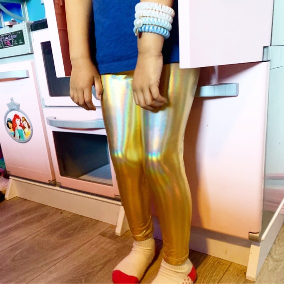 Kids and Adult Gold Metallic Leggings / X-mas Legging/ Iridescent