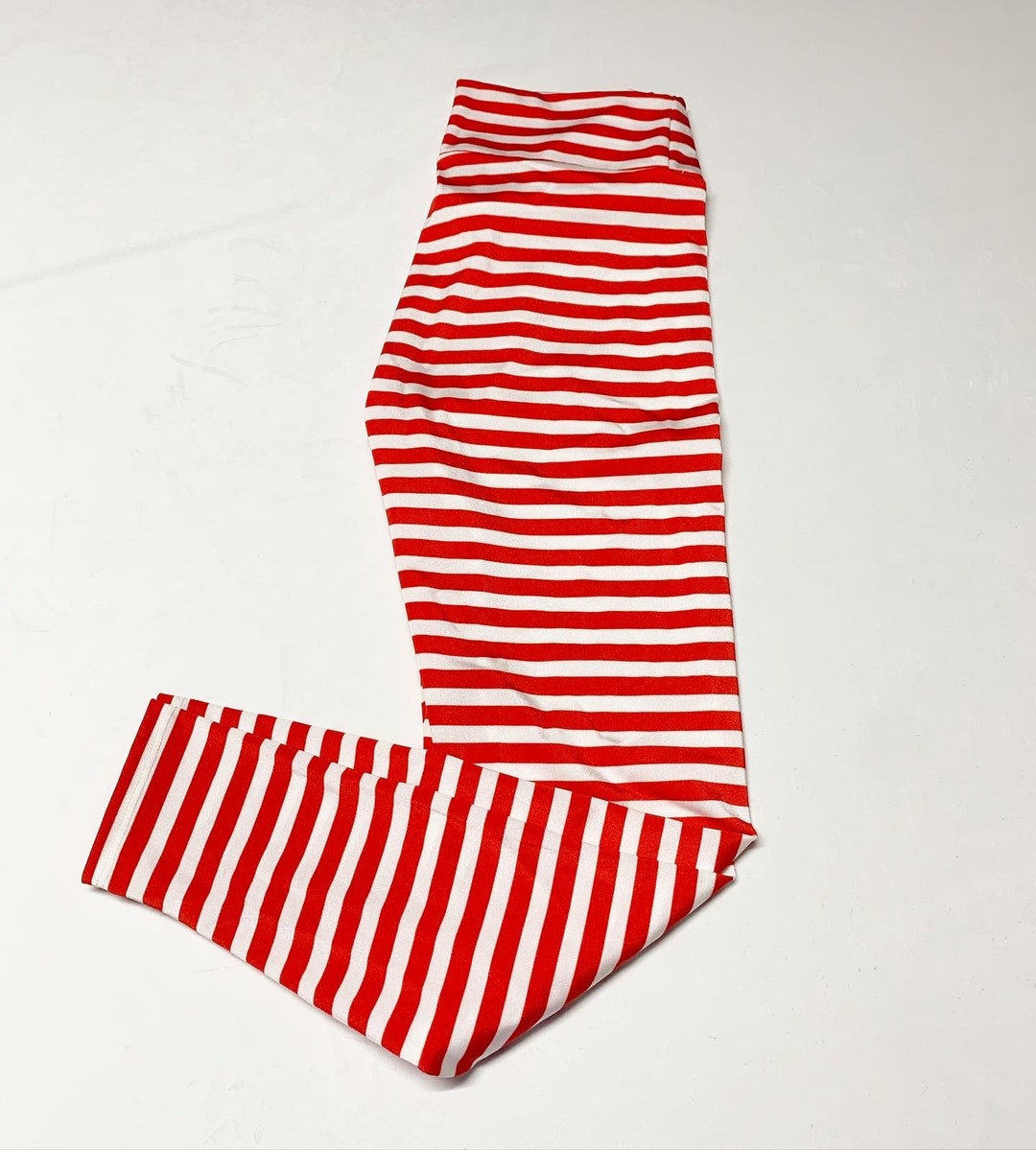 Women's Xmas Stripe Leggings / High Waisted Leggings / Christmas Outfit 