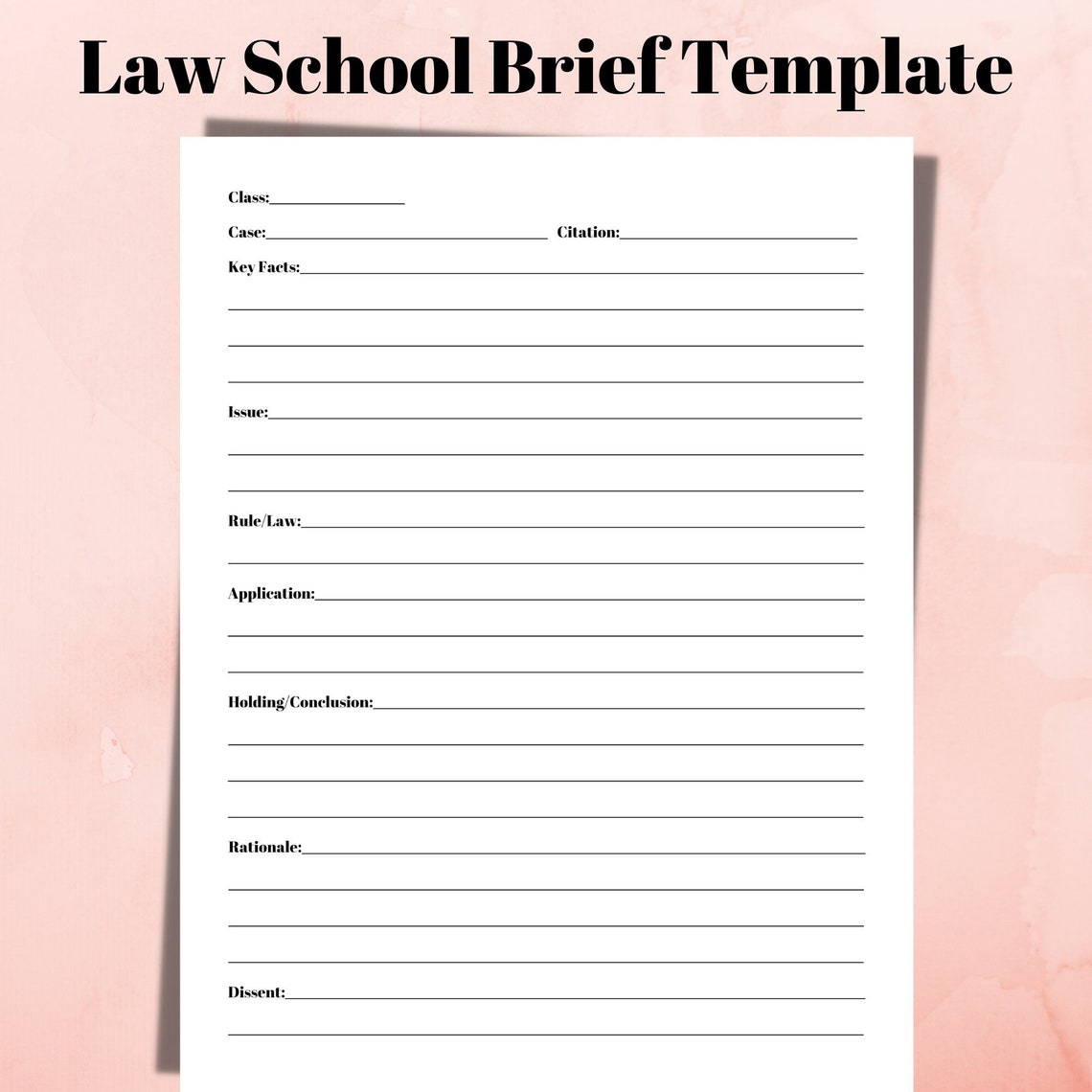 Law School Template Law School Case Brief Law School Etsy