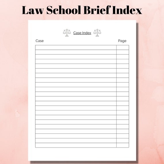 Law School Case Index| Law School Template | Law School Class Prep | Law School Student Gift | Law School Organizer | Law School Acceptance