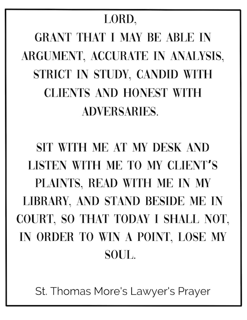 Lawyers Prayer St. Thomas Morelawyer Gift Law School Gift Attorney Gift