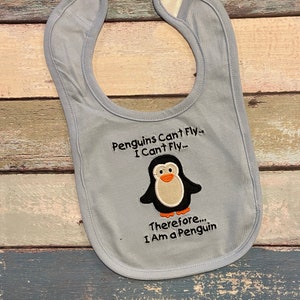 Embroidered Penguin Baby Bib: Funny Penguin Gift - Etsy